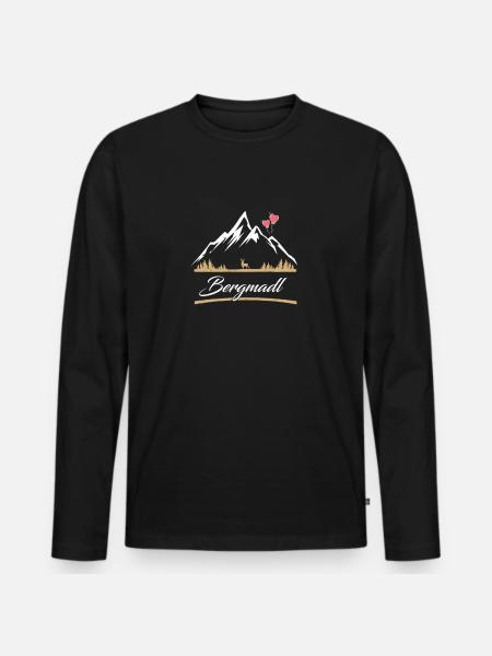 Bergmadl Bergmädchen Wandern Bergsteigen - Männer Premium Bio Langarmshirt - Schwarz