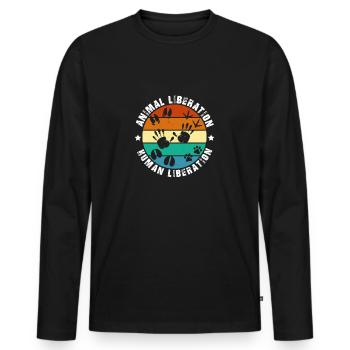 Animal Liberation Human Liberation Prints - Men's Premium Organic Long Sleeve Shirt - black - Front - Nico (187cm)