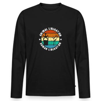Animal Liberation Human Liberation Prints - Men's Premium Organic Long Sleeve Shirt - black - Front - Nico (187cm)