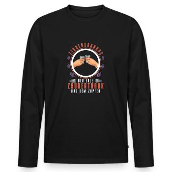 Zirbenschnaps, Der Edle Zaubertrank Aus Dem Zapfen - Männer Premium Bio Langarmshirt - Schwarz - Vorne - Nico (187cm)
