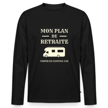 mon plan retraite camping car humour retraité papy - T-shirt manches longues Premium bio Homme - noir - Devant - Nico (187cm)