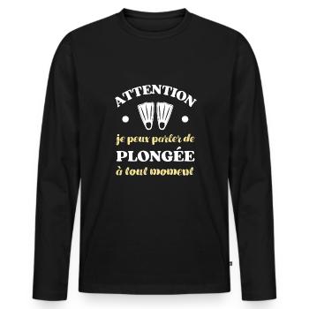 parler de plongée humour plongeur humoristique - T-shirt manches longues Premium bio Homme - noir - Devant - Nico (187cm)