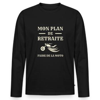 plan retraite moto humour motard humoristique - T-shirt manches longues Premium bio Homme - noir - Devant - Nico (187cm)