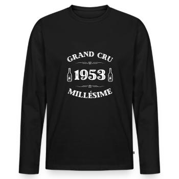 grand cru 1953 humour anniversaire cadeau drole - T-shirt manches longues Premium bio Homme - noir - Devant - Nico (187cm)