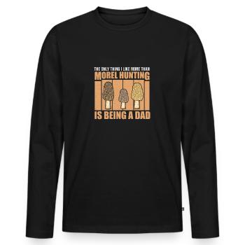 Essbarer Pilz, Jagd für einen Mycologist Morel - Männer Premium Bio Langarmshirt - Schwarz - Vorne - Nico (187cm)