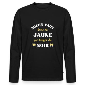 boire du jaune broyer du noir humour pastis homme - T-shirt manches longues Premium bio Homme - noir - Devant - Nico (187cm)
