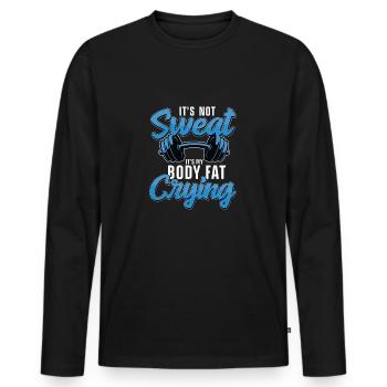C'est pas la transpiration drôle d'entraînement - T-shirt manches longues Premium bio Homme - noir - Devant - Nico (187cm)