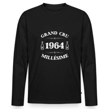 grand cru 1964 homme cadeau anniversaire drôle - T-shirt manches longues Premium bio Homme - noir - Devant - Nico (187cm)