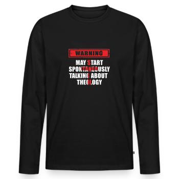 May Start Talking About Theology Funny Theologian - Men's Premium Organic Long Sleeve Shirt - black - Front - Nico (187cm)