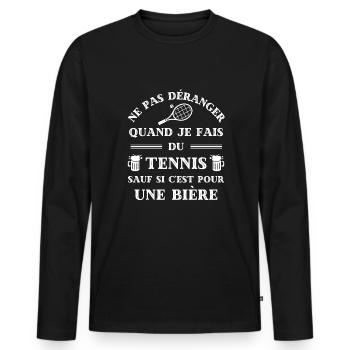 ne pas deranger tennis biere humour tennisman - T-shirt manches longues Premium bio Homme - noir - Devant - Nico (187cm)