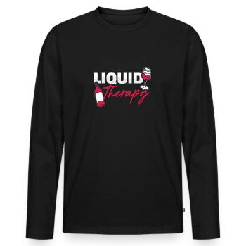 Liquid Therapy Rotweinglas und Flasche - Männer Premium Bio Langarmshirt - Schwarz - Vorne - Nico (187cm)