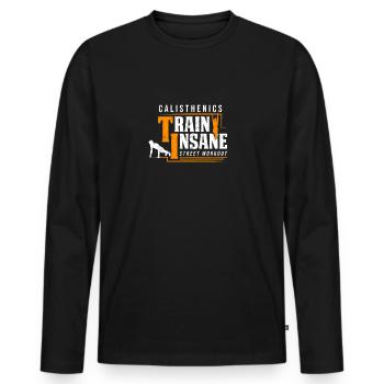 Calisthenics Train Insane Street Workout - Männer Premium Bio Langarmshirt - Schwarz - Vorne - Nico (187cm)
