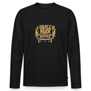 Humour humoristique « I Just Want To Grill » pour - T-shirt manches longues Premium bio Homme - noir - Devant - Nico (187cm)