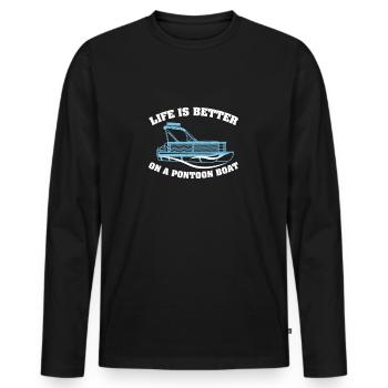 Life Is Better On A Boat Pontooning amusant pour - T-shirt manches longues Premium bio Homme - noir - Devant - Nico (187cm)