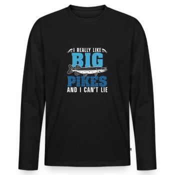 Funny Northern Pike Fishing For Musky Fisherman - Men's Premium Organic Long Sleeve Shirt - black - Front - Nico (187cm)