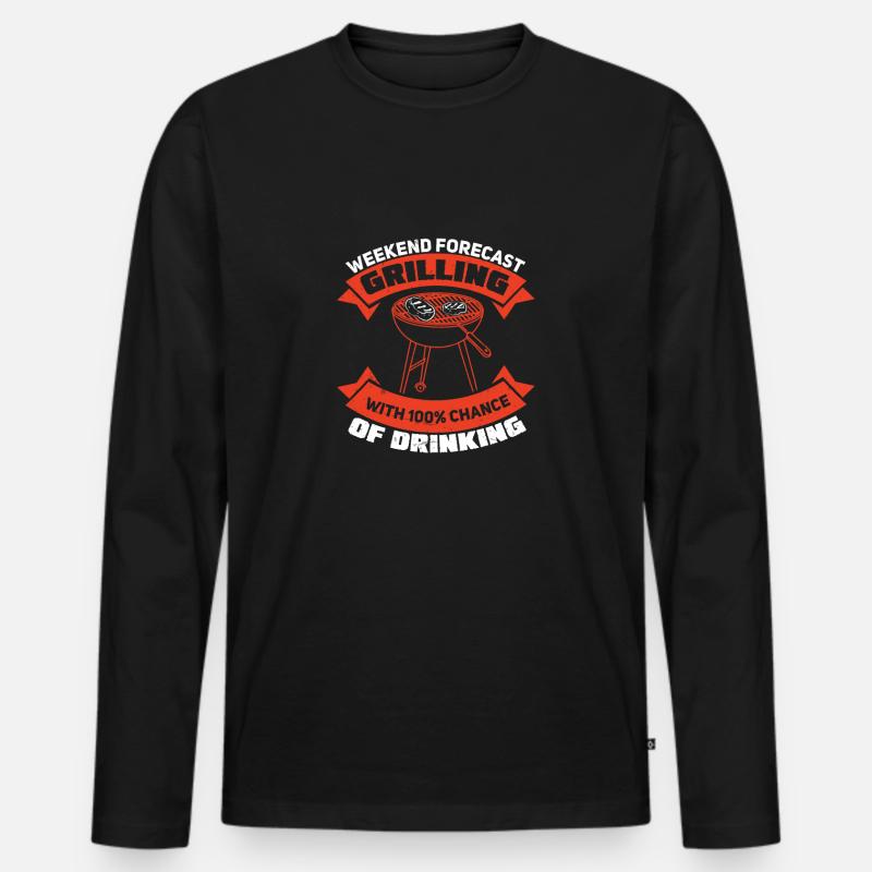 Wochenendvorhersage Lustiges Grillen Fleisch - Männer Premium Bio Langarmshirt - Schwarz