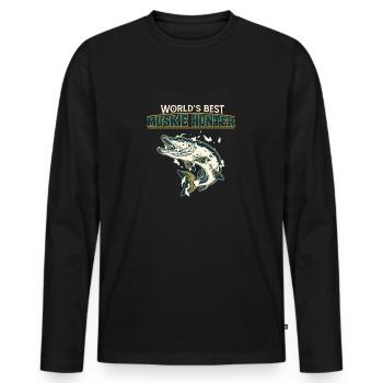 World's Best Funny Northern Pike Fishing For A - Men's Premium Organic Long Sleeve Shirt - black - Front - Nico (187cm)