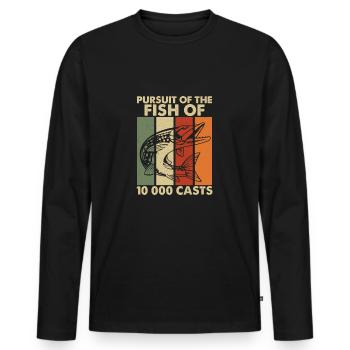Pursuit Of The Northern Pike A Muskie Hunter - Men's Premium Organic Long Sleeve Shirt - black - Front - Nico (187cm)