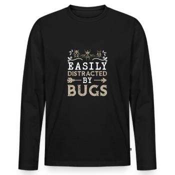 Easily Distracted By Bugs Funny Entomologist Bug - Men's Premium Organic Long Sleeve Shirt - black - Front - Nico (187cm)
