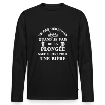 ne pas deranger plongee biere humour plongeur - T-shirt manches longues Premium bio Homme - noir - Devant - Nico (187cm)