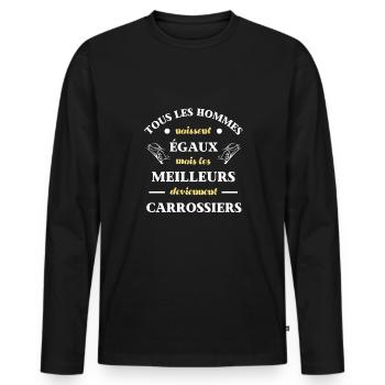 hommes égaux carrossier humour carrosserie homme - T-shirt manches longues Premium bio Homme - noir - Devant - Nico (187cm)
