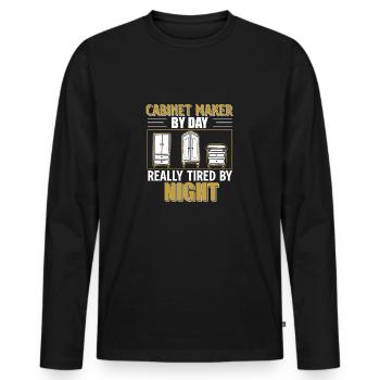 Really Tired By Night Armoires Artisans - T-shirt manches longues Premium bio Homme - noir - Devant - Nico (187cm)