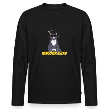 Lustige Kater-Schattierungen, Kopfschmerzen für - Männer Premium Bio Langarmshirt - Schwarz - Vorne - Nico (187cm)