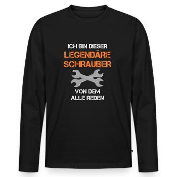 Schrauber Mechaniker Werkstatt Witziger Spruch - Männer Premium Bio Langarmshirt - Schwarz - Vorne - Nico (187cm)