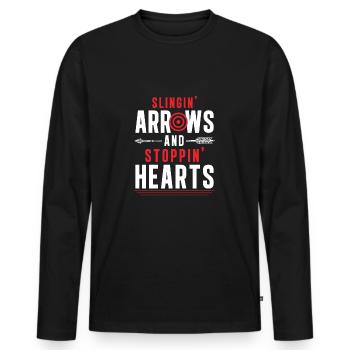 Tir à l'arc amusant pour tir à l'arc - T-shirt manches longues Premium bio Homme - noir - Devant - Nico (187cm)