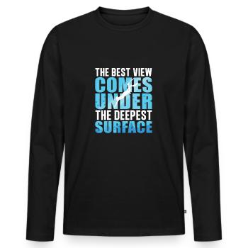 Beste Sicht unter der tiefsten Oberfläche, - Männer Premium Bio Langarmshirt - Schwarz - Vorne - Nico (187cm)