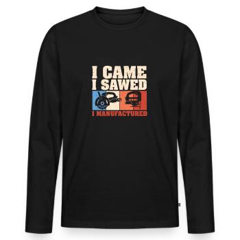 I Came I Sawed I Manufactured Funny Cabinet Maker - Men's Premium Organic Long Sleeve Shirt - black - Front - Nico (187cm)