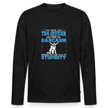 Lustiger Flughafen-Sarkasmus für einen - Männer Premium Bio Langarmshirt - Schwarz - Vorne - Nico (187cm)