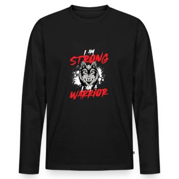 I Am Strong Vicious Warrior Symbolism For Alpha - Men's Premium Organic Long Sleeve Shirt - black - Front - Nico (187cm)