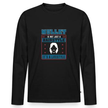Retro Amerikaanse Vokuhila Lifestyle Een Redneck - Mannen Premium Bio shirt met lange mouwen - zwart - Voor - Nico (187cm)