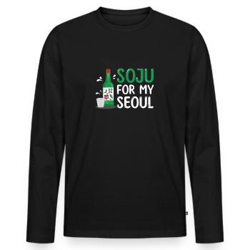 Soju For My Seoul Funny Soju Korean Liquor Drink - Men's Premium Organic Long Sleeve Shirt - black - Front - Nico (187cm)