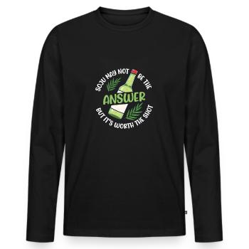 Soju May Not Be The Answer But It's Worth The Shot - Men's Premium Organic Long Sleeve Shirt - black - Front - Nico (187cm)