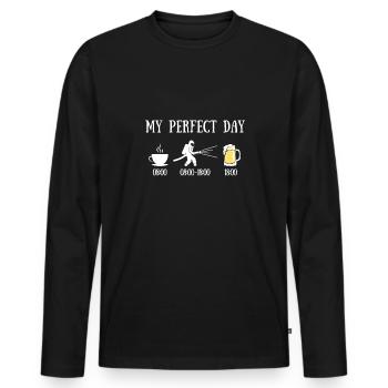 perfect day pompier homme humour sapeur pompier - T-shirt manches longues Premium bio Homme - noir - Devant - Nico (187cm)