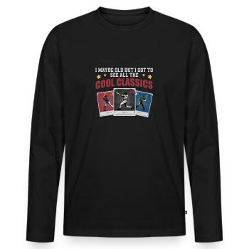 Klassische Baseball-Kartensammlung für - Männer Premium Bio Langarmshirt - Schwarz - Vorne - Nico (187cm)