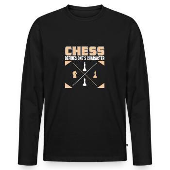 Retro Character Defining Game For A Chess Player - Men's Premium Organic Long Sleeve Shirt - black - Front - Nico (187cm)