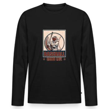 Vintage Baseball Card Life A Veteran Card - T-shirt manches longues Premium bio Homme - noir - Devant - Nico (187cm)