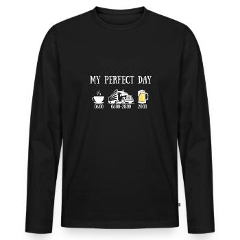 camion homme my perfect day humour routier cadeau - T-shirt manches longues Premium bio Homme - noir - Devant - Nico (187cm)