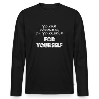 Vous travaillez sur vous-même | Sarcasme - T-shirt manches longues Premium bio Homme - noir - Devant - Nico (187cm)