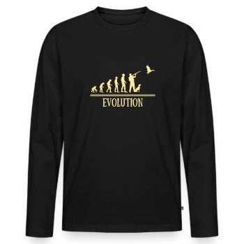 évolution chasse homme humour chasseur canard - T-shirt manches longues Premium bio Homme - noir - Devant - Nico (187cm)