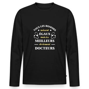 hommes égaux docteur homme humour médecin cadeau - T-shirt manches longues Premium bio Homme - noir - Devant - Nico (187cm)