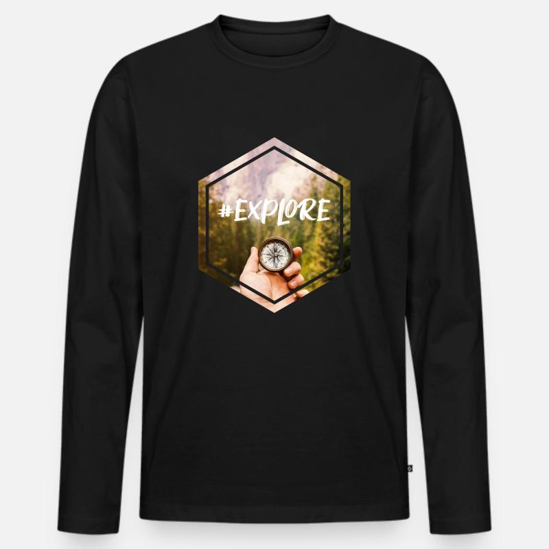 #explorer - Männer Premium Bio Langarmshirt - Schwarz