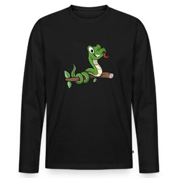 Animal Animal Motif Drôle Serpent - T-shirt manches longues Premium bio Homme - noir - Devant - Nico (187cm)