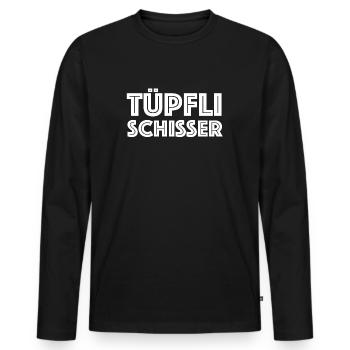 Tüpfli schisser | pingelig, Schweiz, Dialekt - Männer Premium Bio Langarmshirt - Schwarz - Vorne - Nico (187cm)