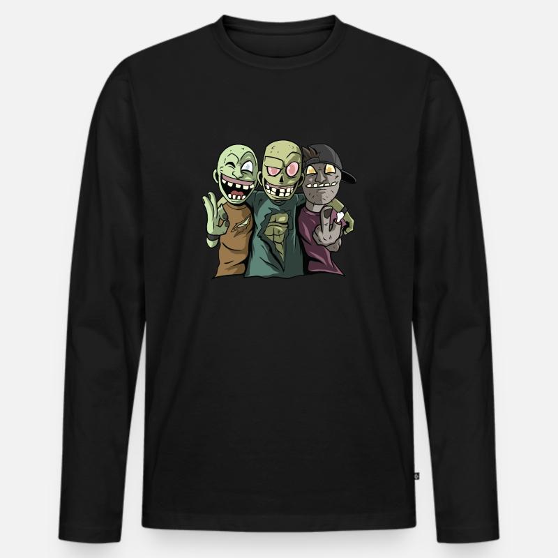Zombies Halloween - Männer Premium Bio Langarmshirt - Schwarz