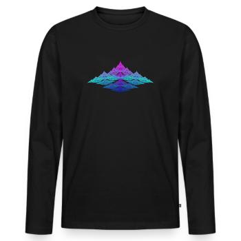 Fraktal Mountains - Männer Premium Bio Langarmshirt - Schwarz - Vorne - Nico (187cm)