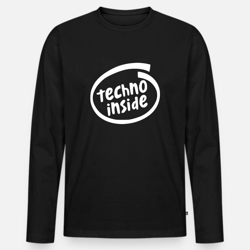 Techno inside in tel circle - Männer Premium Bio Langarmshirt - Schwarz